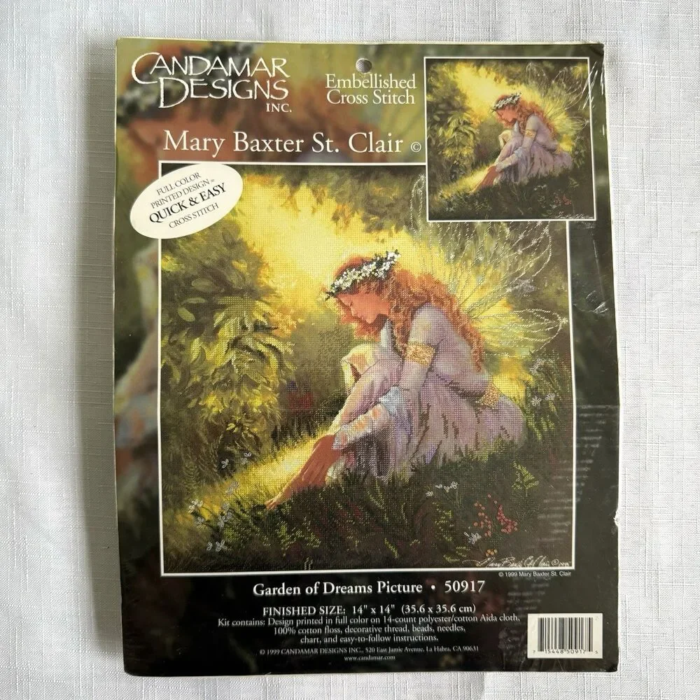 GARDEN OF DREAMS PICTURE FAIRY EMBELLISHED CROSS STITCH KIT FULL COLOR NEW
